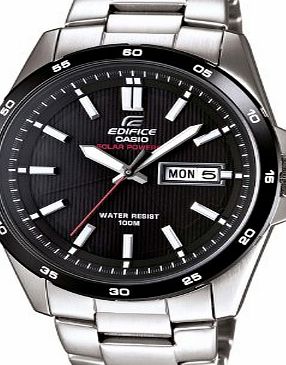 Mens Quartz Watch with Black Dial Analogue Display and Silver Stainless Steel Bracelet EFR-527D-1AVUEF
