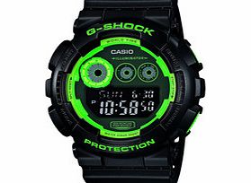 Casio G-Shock black and green digital watch