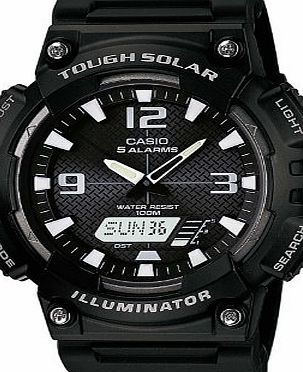 Mens Quartz Watch with Black Dial Analogue - Digital Display and Black Resin Strap AQ-S800W-1B2VEF, Solar Powered