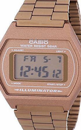 Casio Mens Quartz Watch with Gold Dial Digital Display and Rose Gold Stainless Steel Strap B640WC-5AEF