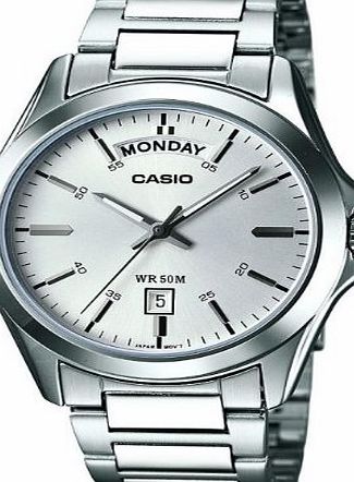 Casio Mens Quartz Watch with Silver Dial Analogue Display and Silver Stainless Steel Bracelet MTP-1370D-7A1VER