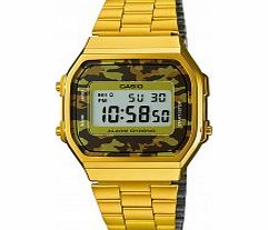 Casio Mens Retro Camo Gold Digital Watch