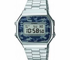 Casio Mens Retro Camo Grey Silver Digital Watch