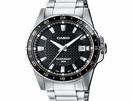 Casio Metallic and black steel bracelet watch