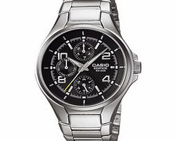 Casio Metallic steel chrono watch