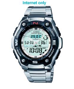 casio Moon and Tide Black and Silver Mens Watch