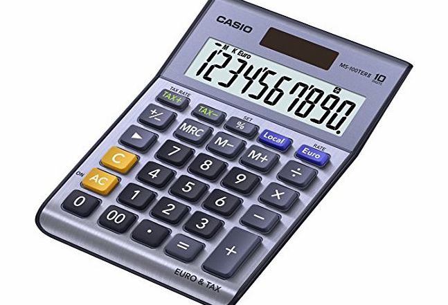 Casio MS-100TERII 10 Digit Tax and Currency Desk Calculator