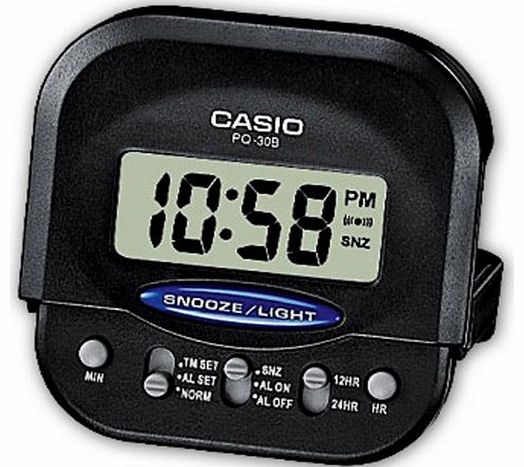 Casio PQ30B-1 Compact Digital Beep Alarm Clock, Black