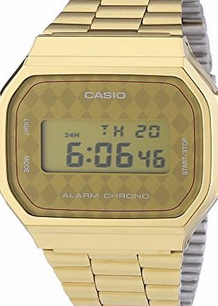 Casio Standard A168WG-9BWEF Mens Digital Quartz Watch with Golden Stainless Steel Bracelet