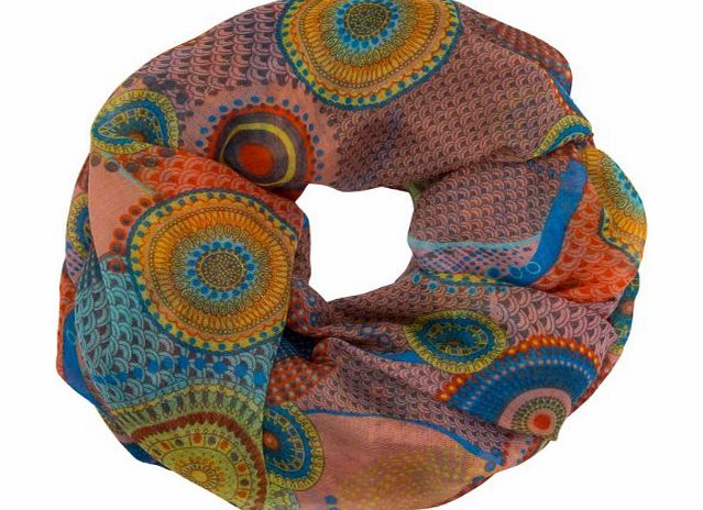 CASPAR Fashion CASPAR Womens Loop Scarf / Snood / Cowl with Classic Colourful Paisley Pattern - many colours - SC334, Farbe:koralle