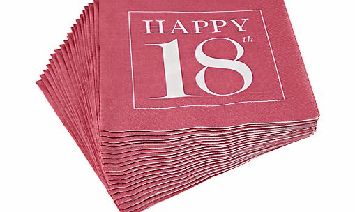 Caspari 18th Celebration Napkins, Pack of 20, Pink