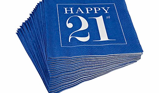 Caspari 21st Celebration Napkins, Pack of 20, Blue