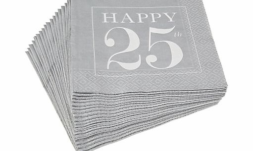 Caspari 25th Celebration Napkins, Pack of 20,
