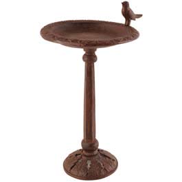 A very pleasant cast iron birdbath for a discrete corner of the garden. Nice bird detail on edge.