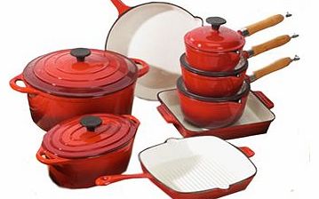 Iron Cookware 8 Piece Red
