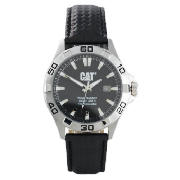 CAT 3 HAND BLACK LEATHER STRAP WATCH