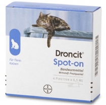 Cat Bayer Droncit Spot On Tape Wormer 4 Tubes