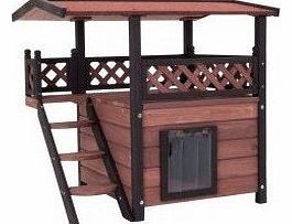 Cat Den Cat House Kitten Den Outdoor Pet Wooden Maisonette Shelter Luxury Garden Home Patio Hut