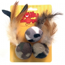 Cat Jolly Moggy Feather Fleece Balls 3 Pack