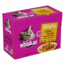Cat Whiskas Pouch Simply Grilled Poultry 85G X 12 Pack