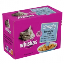 Cat Whiskas Pouch Simply Steamed Fish 85G X 12 Pack