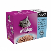 Cat Whiskas Pouches Fish Favourites In Sauce 100G X