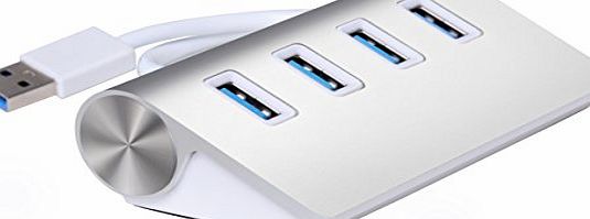 Cateck USB 3.0 Premium 4 Port Aluminum USB Hub with 11 inch Shielded Cable for iMac, MacBook Air, MacBook Pro, MacBook, Mac Mini, PCs and Laptops