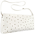 Large White Rhinestone Leather Clutch