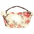 Pink Flowers Linen and Leather Tote Bag