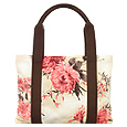 Caterina Lucchi Pink Flowers Rectangular Linen Flat Tote Bag