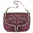 Caterina Lucchi Purple Butterfly Messenger Suede Bag