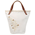 White Handbag with Embroidered Buttons