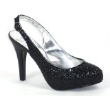 Garage Shoes - Vanquish - Womens High Heel Shoe - Black Glitter Size 4 UK