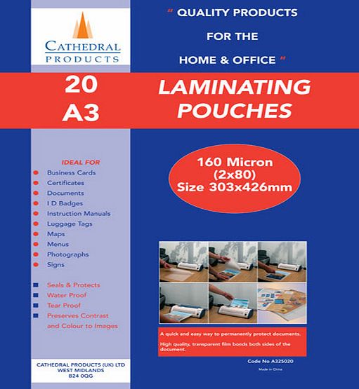 Cathedral Products A3 Laminating Pouches 150