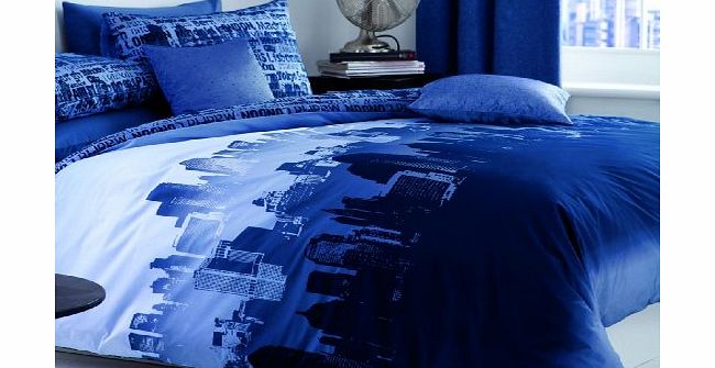 Catherine Lansfield City Scape Single Duvet Set - Blue