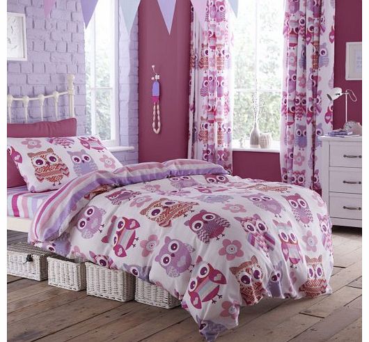 Catherine Lansfield Girls Assorted Single Duvet Quilt Cover Bedding Set Pink Purple Owls