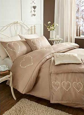 Catherine Lansfield Gold Deco Hearts Duvet Cover