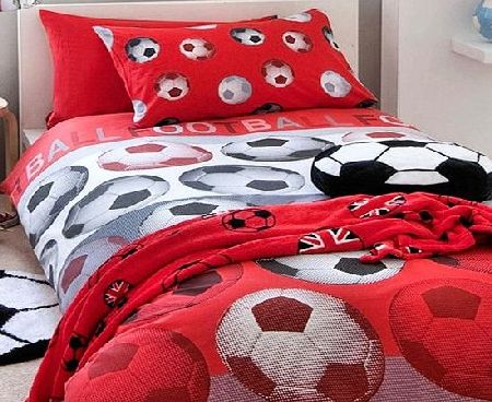 Catherine Lansfield Kids Football Double Quiltset - Red