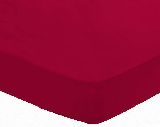 Catherine Lansfield Non Iron Percale King Fitted Sheet - Red