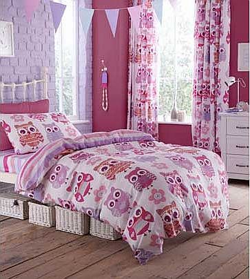 Catherine Lansfield  Small 60 Percent Cotton/ 40 Percent Polyester Owl Single Duvet Set, Pink