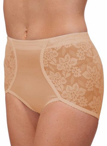 Ladies Control Briefs with Lace Decoration in Nude size Medium UK 10/12