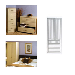 Caxton - Liberty 2 Door 3 Drawer Combi Wardrobe