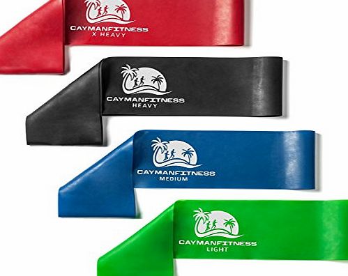 Cayman Fitness Includes User Guide   Videos: Cayman Fitness Extra Wide Premium Resistance Loop Bands. The Exercise Band Set Comes with 4 Heavy Duty Resistance Bands, Includes Downloadable User Guide and Online Video