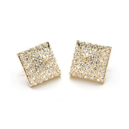 Cc Skye Gold Square Pave Stud Earrings