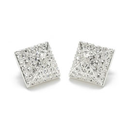 Cc Skye Silver Square Pave Stud Earrings