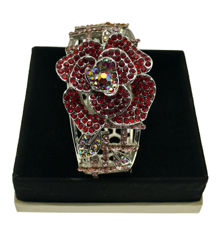 CCZ Design Chunky Floral Diamante Clasp Bracelet