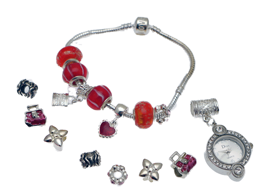 CCZ Design Diva Pandora Style Charm Bracelet With Diamante