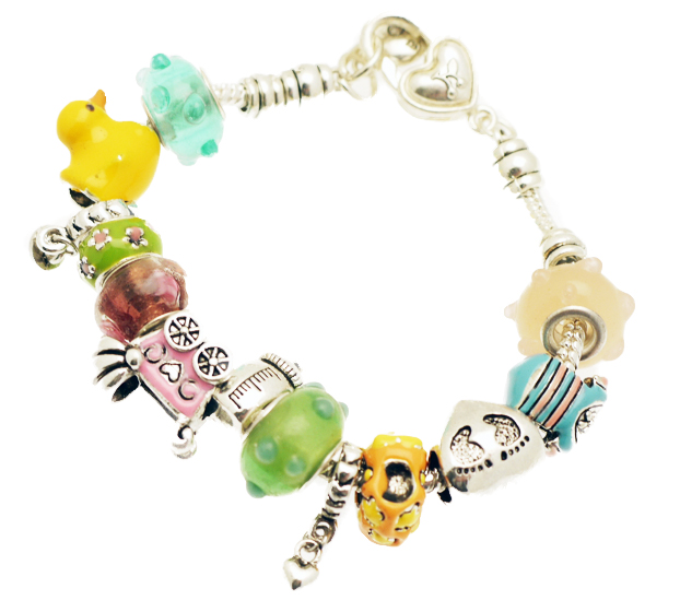 CCZ Design Euro Style ``Baby`` Charm Bracelet