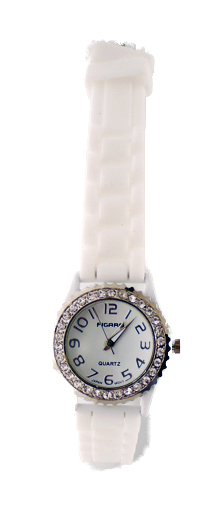 CCZ Design White Diamante Womens Watch With Soft Rubber