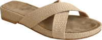 CDoux beige hessian and leather flat slip-on mule